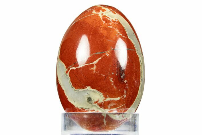 Polished Red Jasper Egg with Agate Seams - South Africa #312680